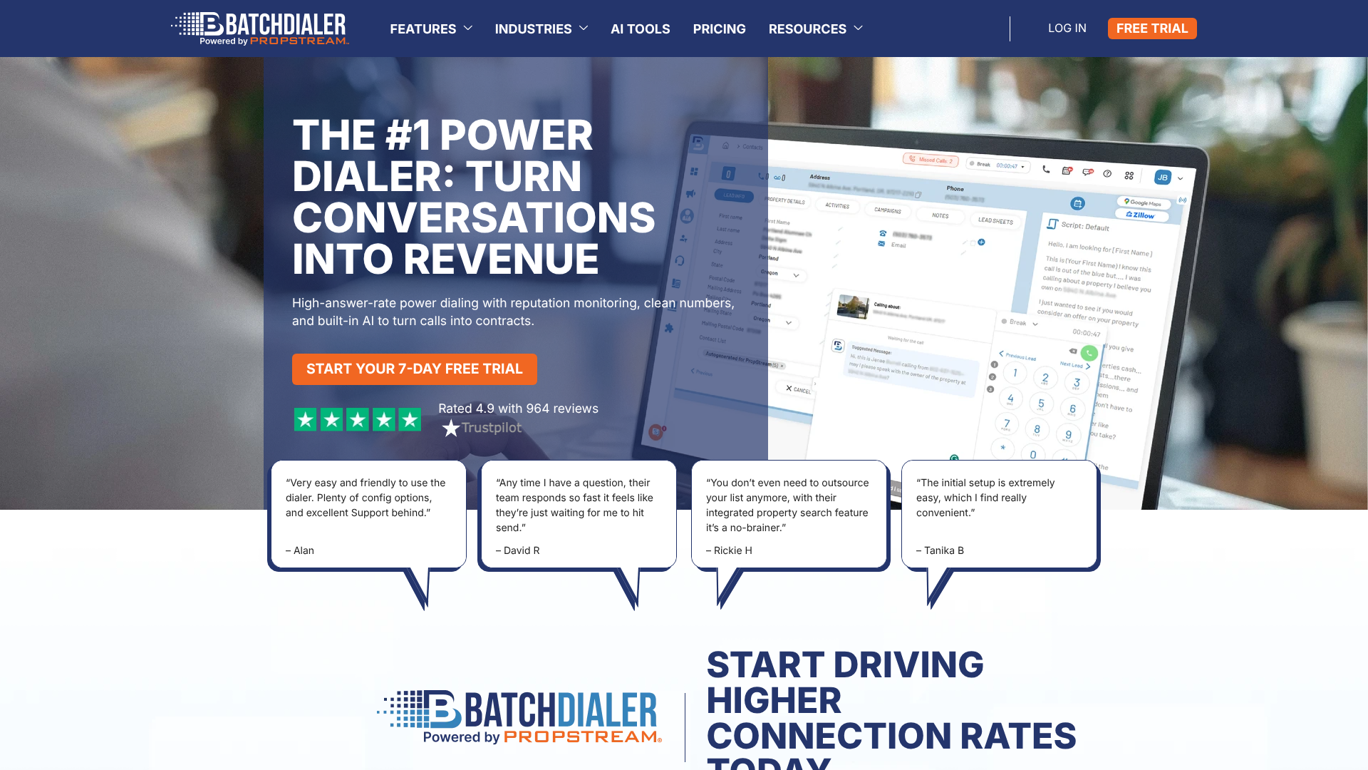 BatchDialer homepage screenshot