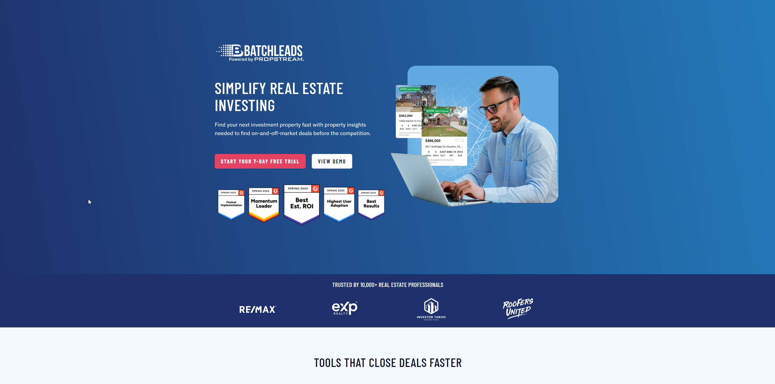 BatchLeads homepage screenshot