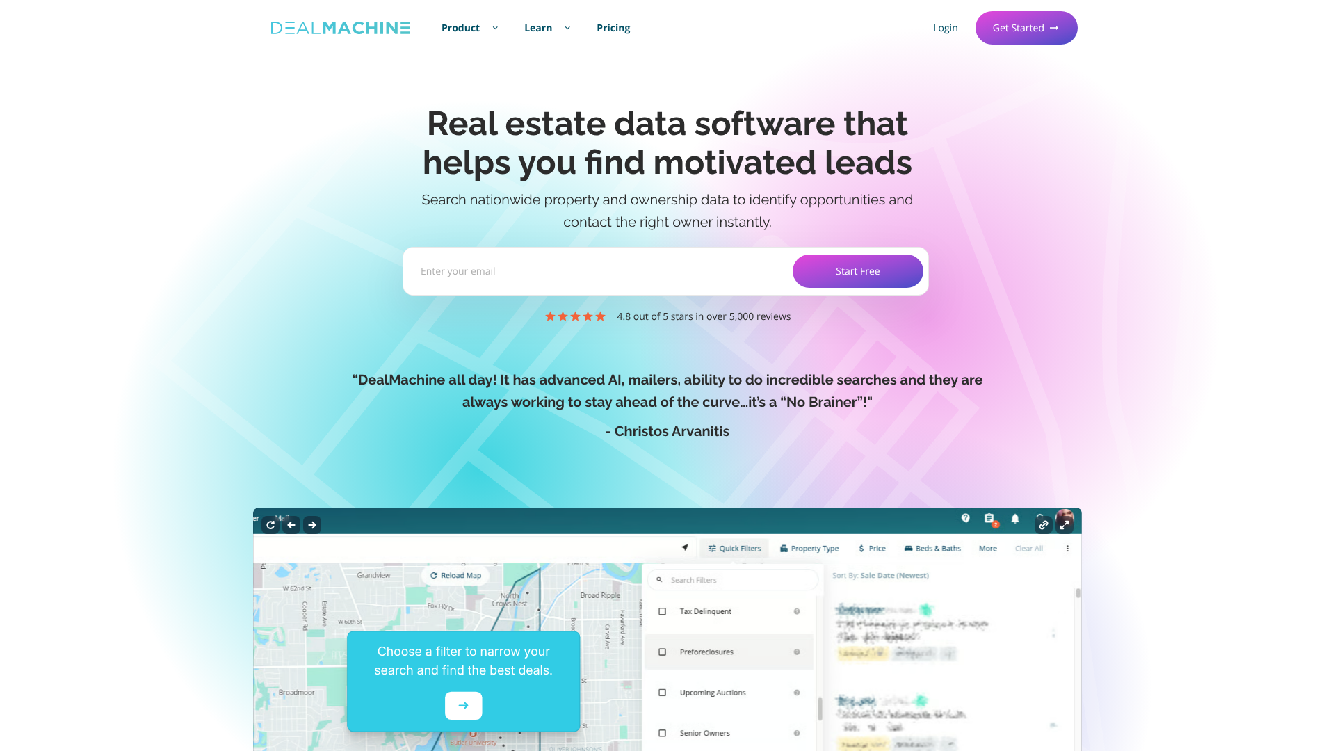 DealMachine homepage screenshot