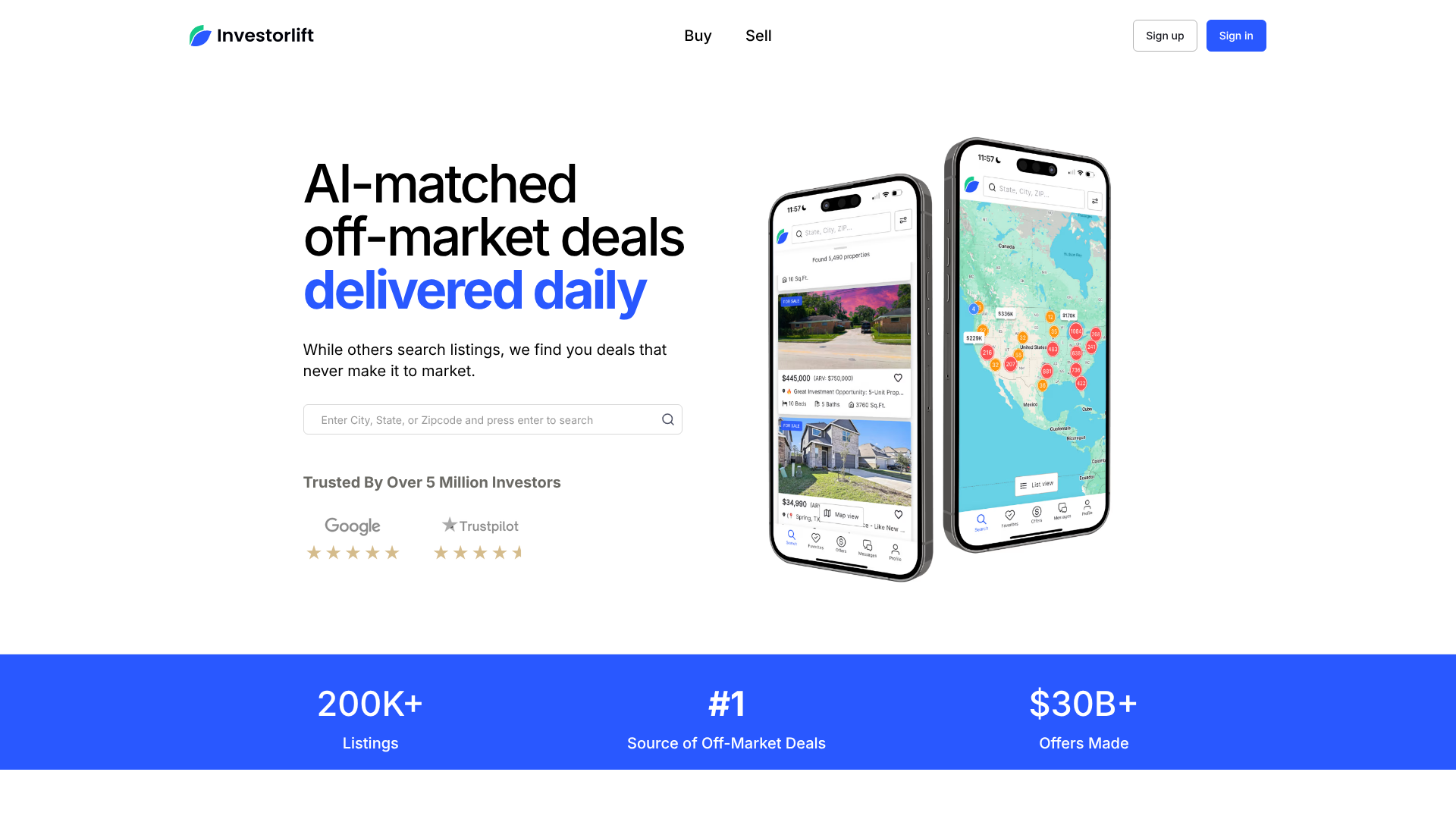 Investorlift homepage screenshot