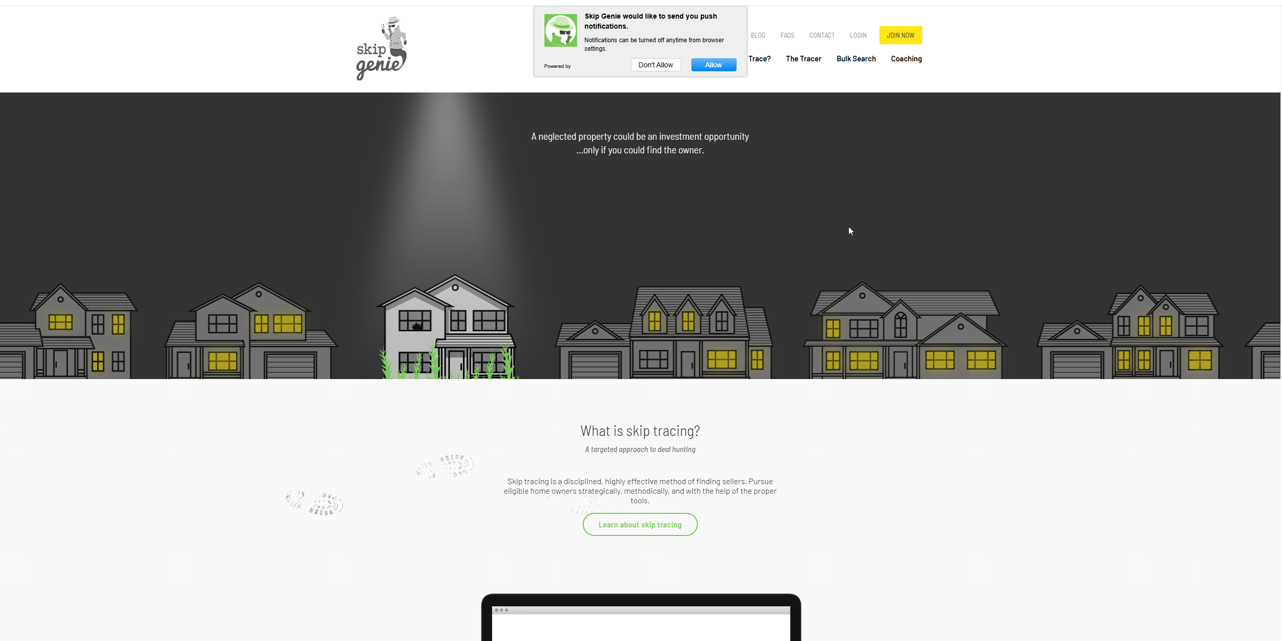 SkipGenie homepage screenshot